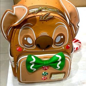 Brand new lilo and stitch Loungefly mini gingerbread backpack also dented